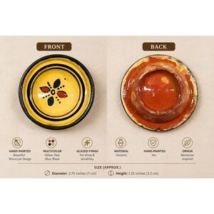 Moroccan Hand Painted Ceramic Mini Bowl Yw Floral Decorative Spice Dish 2.75"